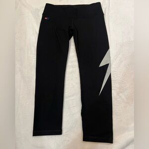 Aviator Nation Bolt Cropped Black Leggings Medium 21” Inseam
